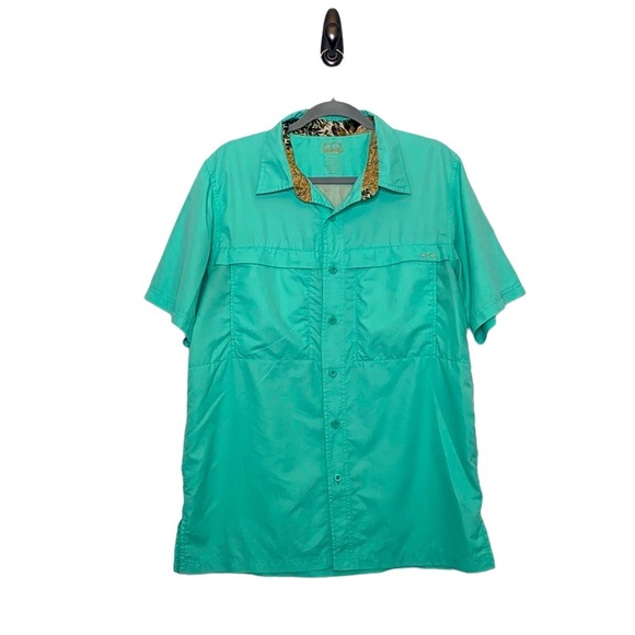 Game Guard Men's Green Outdoor Short Sleeve Button-Down Shirt Casual size Medium - Picture 1 of 8